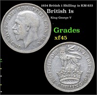 1934 British 1 Shilling 1s KM-833 Grades xf+