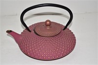 Vintage Raspberry Hobnail Cast Iron Teapot