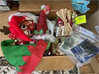 BOX OF CHRISTMAS DECORATIONS INCLUDING COOKIE CUTT