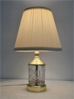 GLASS & BRASS TABLE LAMP -  14.5" TALL - WORKS