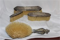 Lot of 4 Sterling/Silverplated Brushes
