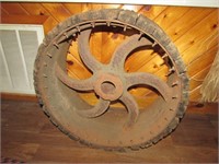 Antique Cast Iron Threshing Machine Wheel 24"