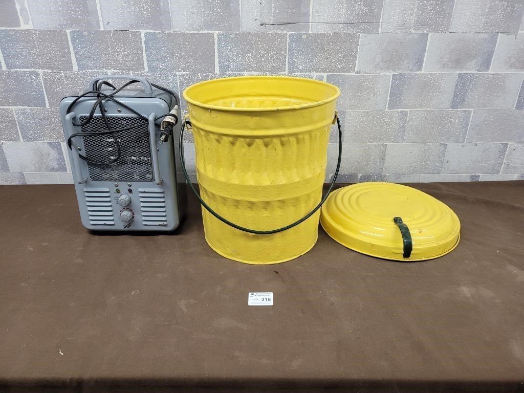 Metal ash can and electric heater