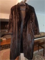 Black mink full-length fur coat