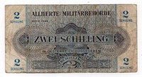 1944 Austria Allied Military 2 Schilling Note