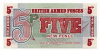 1972 British Armed Forces 5 Pence Note