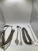 SILVER TONE NECKLACE LOT OF 5