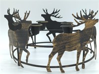 Metal Reindeer Candle Stick Holder 9" Diameter 5"