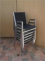 Lot Of 6 Chrome Upholstered Stacking Chairs