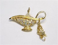 Kirk's Folly Genie Lamp AB Crystal Charm Brooch