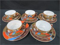 SET 5 CUPS W/ SAUCERS & SIDE PLATES