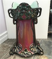 ART NOUVEAU CERAMIC IRIDESCENT UMBRELLA STAND