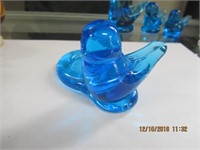 Blue Glass SIgned Blue Bird-Ron Ray 1996