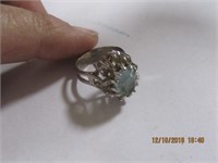 925 Ring Blue Stone-not tested