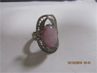 West German Marked Ring w/Pink Stone