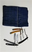 Lot of 5 Vintage Razors and Storage Bag