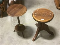 Wooden stool and small wooden plant stand