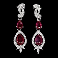 Natural Pigeon Blood Red Ruby Earrings