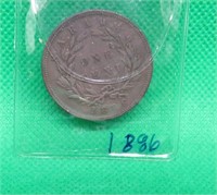 1886 One Caent Sarwak C. Brooke Rajah Coin