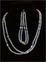 2- 14k Gold clasp & Pearl necklaces & bracelet