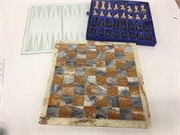 Marble Chess Board & Soapstone Chess Pieces +