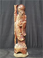 Vintage Chinese hand-carved wood statue of