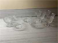 (5) VTG Libby Sherbet Cups, (3) Glass Bowls
