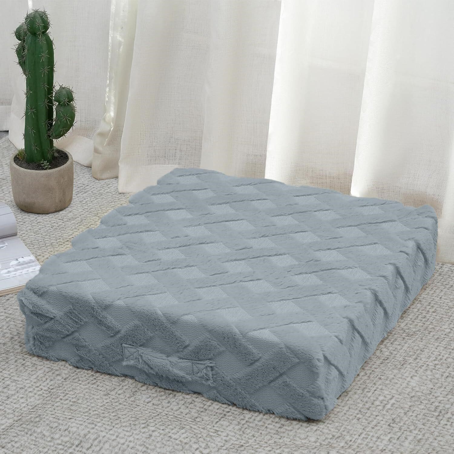 MeMoreCool Square Floor Pillow  24 Inches Grey