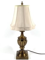 Metallic Painted Table Lamp w Lined Satin Shade
