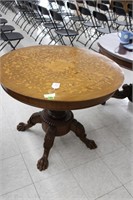 4 Leg Inlay Heavily Carved Round Table