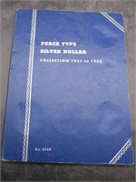 Peace Type Silver Dollar Book w/ Coins