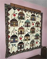 Farmhouse pattern quilt 59 by 59 w/ wallmount