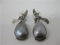 Sterling Silver & Abalone NA Earrings - Hallmarked