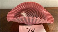 Vintage Antique Fenton Cranberry Opalescent Swirl