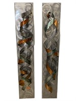Vertical Metal Swirl Wall Sculpture Pair