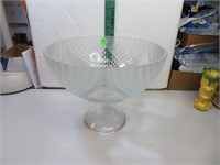 Large Frosted Glass Bowl 10&1/2" x 8&1/4"