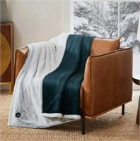 Berkshire Heated LUXE FAUX FUR Throw 50x60 Teal