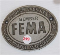 Metal Foundry Member plaque. Measures: 4" H x 5"