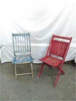 2 Vintage wood folding chairs
