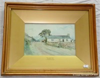 E Trevor Williams Watercolour Old Cottages Denbigh