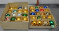 Box of vintage glass Christmas ornaments