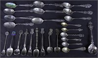 MIXED LOT OF 26 STERLING SILVER SOUVENIR SPOONS