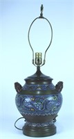 19th CENTURY CHINESE CHAMPLEVE ON BRONZE JAR LAMP