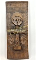 AFRICAN CARVED WOOD FERTILITY WALL PLAQUE