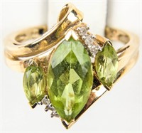 Jewelry 10kt Yellow Gold Peridot Cocktail Ring