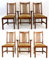 Harvey Ellis Stickley dining table and (6)