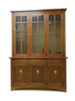 Stickley oak breakfront china cabinet with Harvey