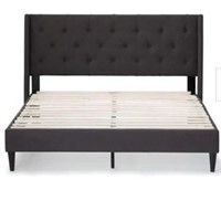 Upholstered Charcoal Wingback Diamond Tufted Bed K
