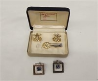 Cufflinks and cufflink and tie clip set.