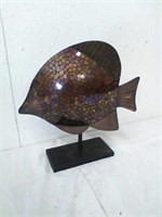 Metal and glass mosaic decorative fish. 14"